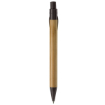 Stylo écologique en bambou avec clip en forme de feuille couleur noir quatrière vue