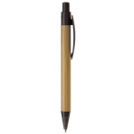 Stylo écologique en bambou avec clip en forme de feuille couleur noir cinquième vue