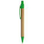 Stylo écologique en bambou avec clip en forme de feuille couleur vert lime