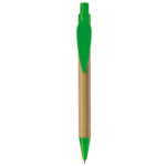 Stylo écologique en bambou avec clip en forme de feuille couleur vert lime deuxième vue