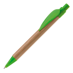 Stylo écologique en bambou avec clip en forme de feuille couleur vert lime troisième vue
