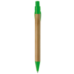 Stylo écologique en bambou avec clip en forme de feuille couleur vert lime quatrière vue