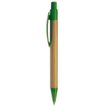 Stylo écologique en bambou avec clip en forme de feuille couleur vert foncé
