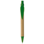 Stylo écologique en bambou avec clip en forme de feuille couleur vert foncé deuxième vue
