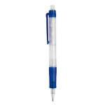 Stylo transparent en matériau biodégradable avec détails colorés couleur bleu