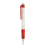 Stylo transparent en matériau biodégradable avec détails colorés couleur rouge