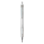 Stylo transparent en matériau biodégradable avec détails colorés couleur blanc deuxième vue