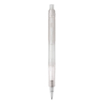 Stylo transparent en matériau biodégradable avec détails colorés couleur blanc quatrière vue