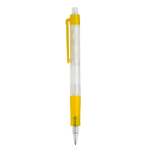 Stylo transparent en matériau biodégradable avec détails colorés couleur jaune