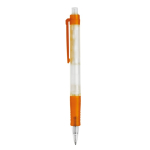 Stylo transparent en matériau biodégradable avec détails colorés couleur orange