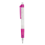 Stylo transparent en matériau biodégradable avec détails colorés couleur rose