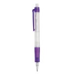 Stylo transparent en matériau biodégradable avec détails colorés couleur mauve
