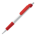 Stylo à bouton-poussoir en matériau biodégradable à encre bleue couleur rouge troisième vue