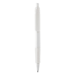 Stylo à bouton-poussoir en matériau biodégradable à encre bleue couleur blanc deuxième vue