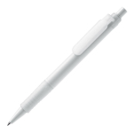 Stylo à bouton-poussoir en matériau biodégradable à encre bleue couleur blanc troisième vue
