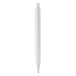 Stylo à bouton-poussoir en matériau biodégradable à encre bleue couleur blanc quatrière vue