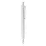 Stylo à bouton-poussoir en matériau biodégradable à encre bleue couleur blanc cinquième vue