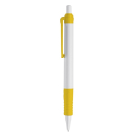 Stylo à bouton-poussoir en matériau biodégradable à encre bleue couleur jaune