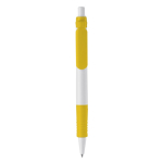 Stylo à bouton-poussoir en matériau biodégradable à encre bleue couleur jaune deuxième vue