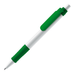 Stylo à bouton-poussoir en matériau biodégradable à encre bleue couleur vert troisième vue