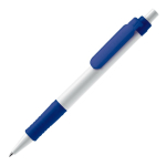 Stylo à bouton-poussoir en matériau biodégradable à encre bleue couleur bleu foncé troisième vue