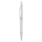 Stylo en bouteilles de PET recyclées avec encre bleue couleur transparent troisième vue