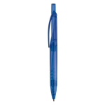Stylo en bouteilles de PET recyclées avec encre bleue couleur bleu transparent troisième vue