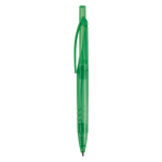 Stylo en bouteilles de PET recyclées avec encre bleue couleur vert transparent troisième vue