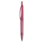 Stylo en bouteilles de PET recyclées avec encre bleue couleur rose transparent troisième vue