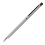 Stylo fin en métal de couleurs vives avec pointeur noir couleur argenté