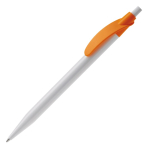 Stylo en plastique blanc avec clip incurvé coloré couleur orange