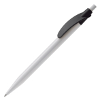 Stylo en plastique blanc avec clip incurvé coloré couleur blanc/noir