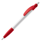 Stylo blanc avec détails colorés et poignée texturée couleur rouge troisième vue