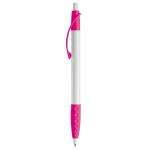 Stylo blanc avec détails colorés et poignée texturée couleur rose