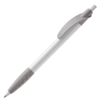 Stylo blanc avec détails colorés et poignée texturée couleur argenté