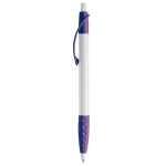 Stylo blanc avec détails colorés et poignée texturée couleur violet
