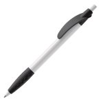 Stylo blanc avec détails colorés et poignée texturée couleur blanc/noir troisième vue