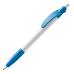 Stylo blanc avec détails colorés et poignée texturée couleur bleu ciel troisième vue