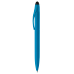 Stylo en plastique avec mécanisme rotatif et pointeur noir couleur bleu