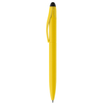 Stylo en plastique avec mécanisme rotatif et pointeur noir couleur jaune