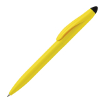 Stylo en plastique avec mécanisme rotatif et pointeur noir couleur jaune troisième vue