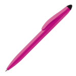 Stylo en plastique avec mécanisme rotatif et pointeur noir couleur rose troisième vue