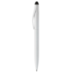 Stylo en plastique avec mécanisme rotatif et pointeur noir couleur blanc/noir