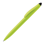 Stylo en plastique avec mécanisme rotatif et pointeur noir couleur vert lime troisième vue