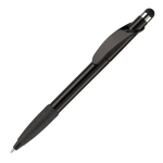 Stylo en plastique avec pointeur et poignée texturée colorée couleur noir troisième vue