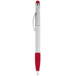 Stylo en plastique avec pointeur et poignée texturée colorée couleur rouge