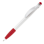 Stylo en plastique avec pointeur et poignée texturée colorée couleur rouge troisième vue