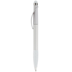 Stylo en plastique avec pointeur et poignée texturée colorée couleur blanc