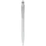 Stylo en plastique avec pointeur et poignée texturée colorée couleur blanc deuxième vue