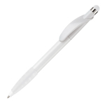 Stylo en plastique avec pointeur et poignée texturée colorée couleur blanc troisième vue